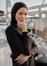 Turuncu Fermuarlı Tesettür Mayo